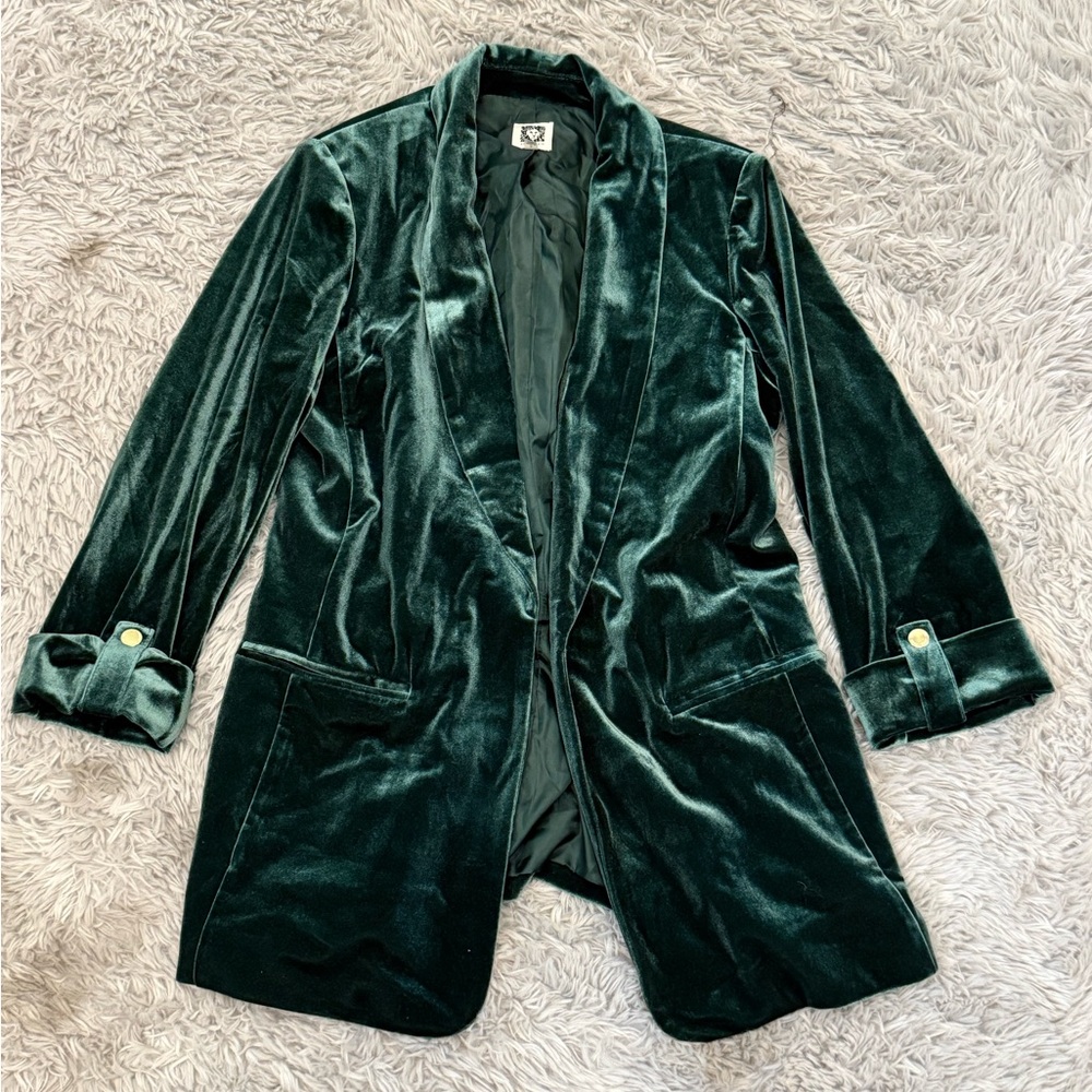 Anne Klein Deep Green Velvet Blazer